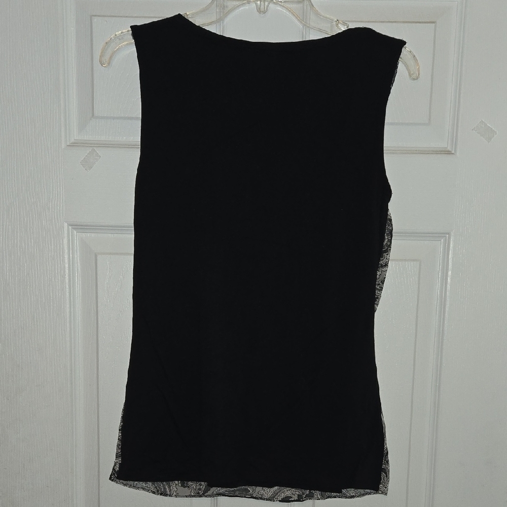 New York & Company Black and Gray Paisley Blouse - Picture 3 of 4